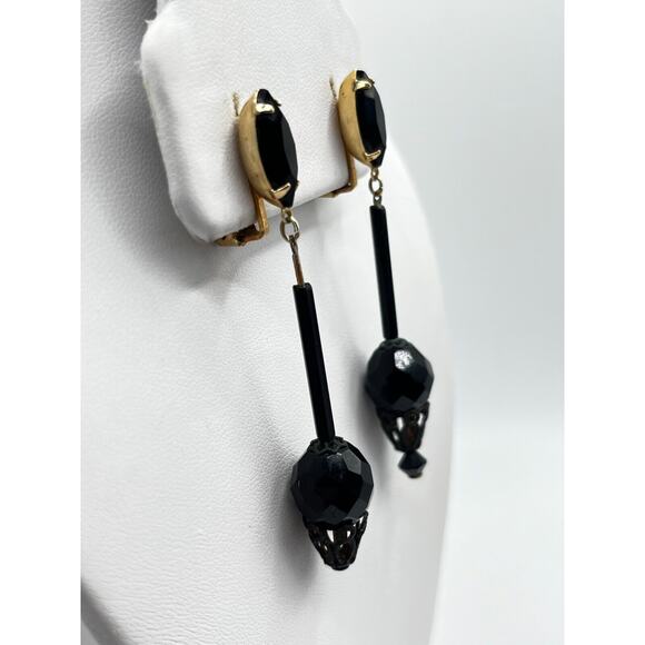 Rare VINTAGE ESTATE, Lewis Segal California Clip Dangle Earrings 2 1/2" - Picture 7 of 7